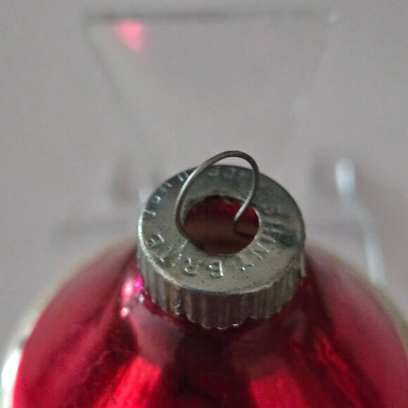 Vintage Shiny Brite Red & Silver Glass Christmas Ornament - Mid-Century Holiday - Picture 2 of 3